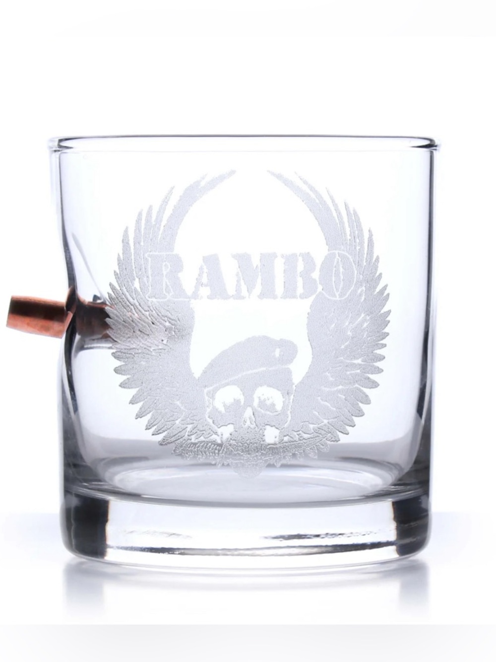 NWT Set of Two Rambo Bullet Etched Rocks Glass